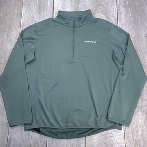Cederberg Quarter Zip Pullover Mens Size M Green Grid Fleece Hiking Activewear